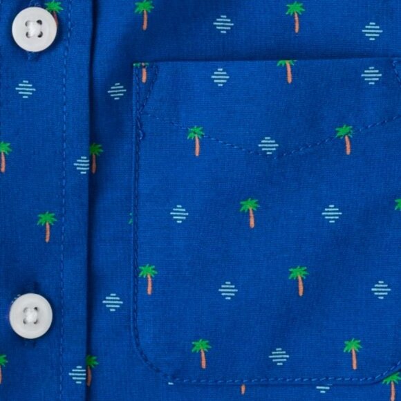 NWT The Children’s Place Toddler Boys Palm Tree Poplin Button Up Shirt - Picture 2 of 3